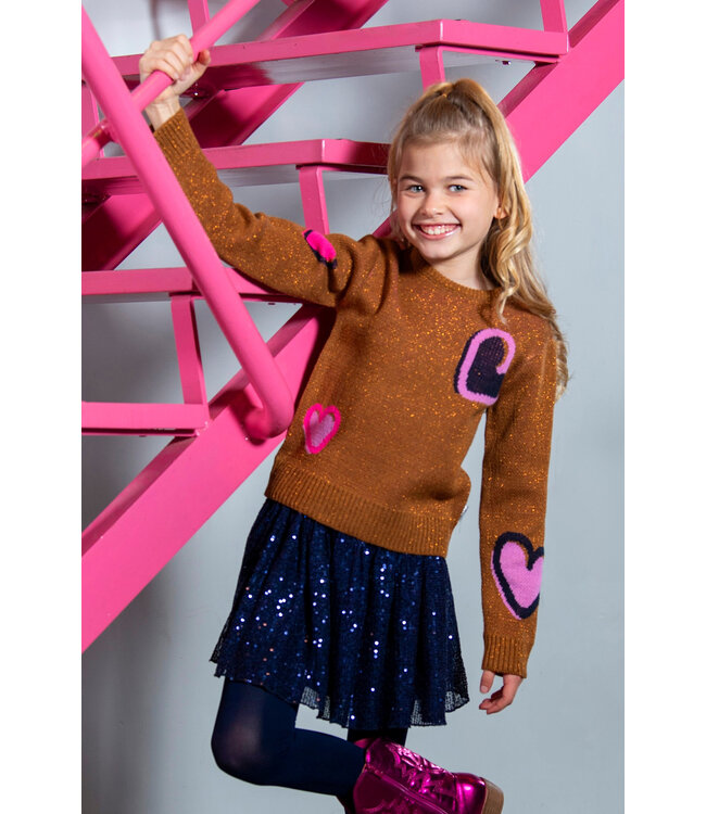 B-Nosy Trui bruin gebreid Khloe hearts