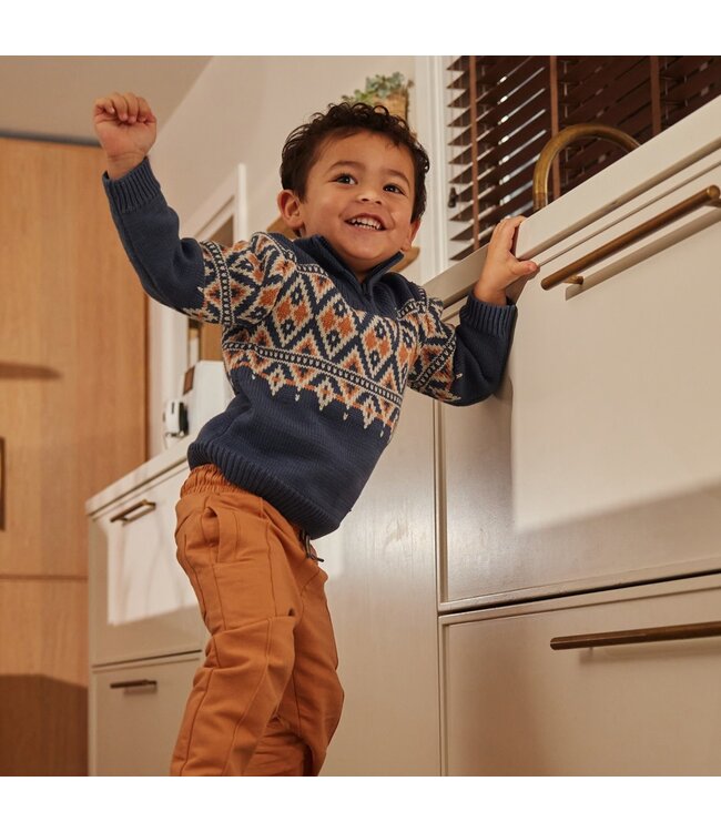 Dirkje Pullover met rits autumn vibes blauw