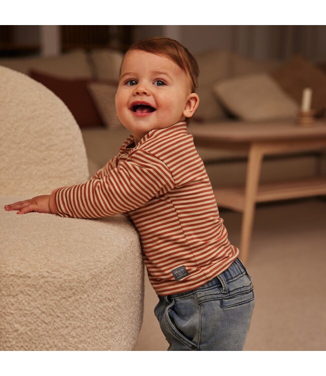 Dirkje Longsleeve roestbruin gestreept