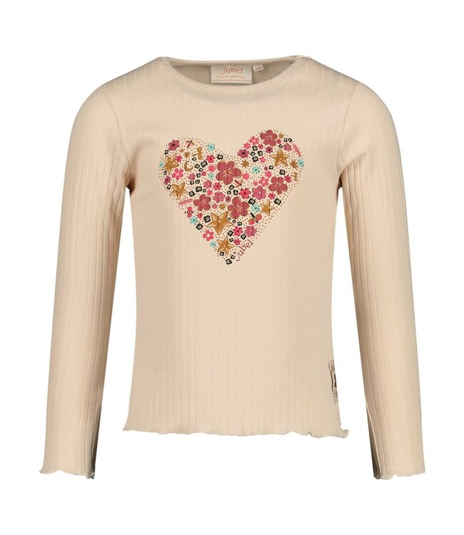 Jubel Longsleeve ecru rib shine bright bloemenhart