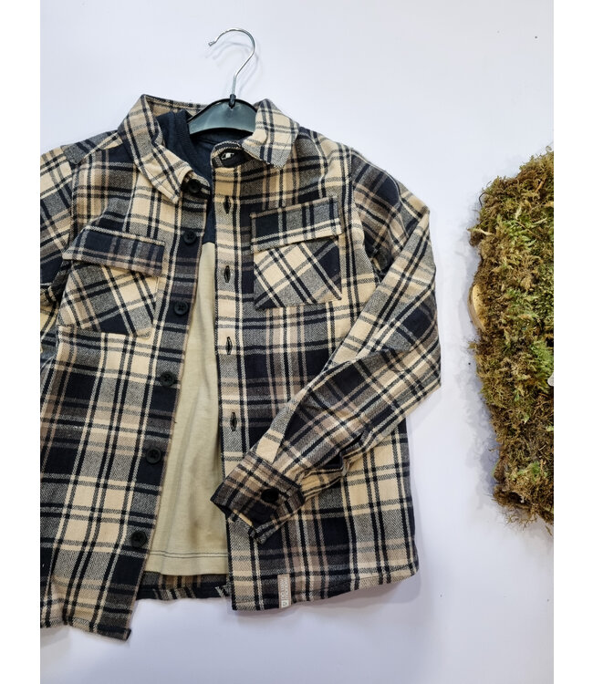 No Way Monday Karro hemd blauw beige teen