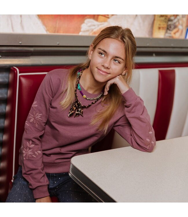 No Way Monday Sweater Burgundy Flowers