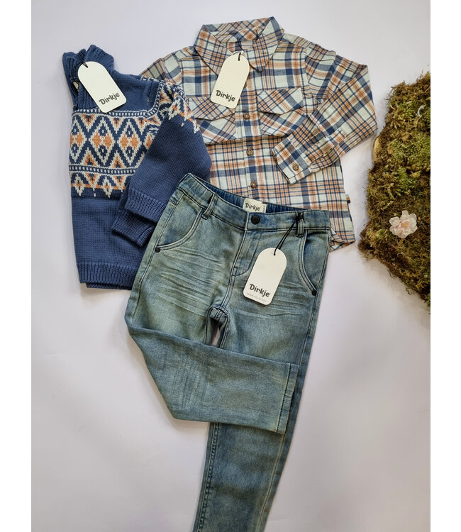 Dirkje Pullover met rits autumn vibes blauw