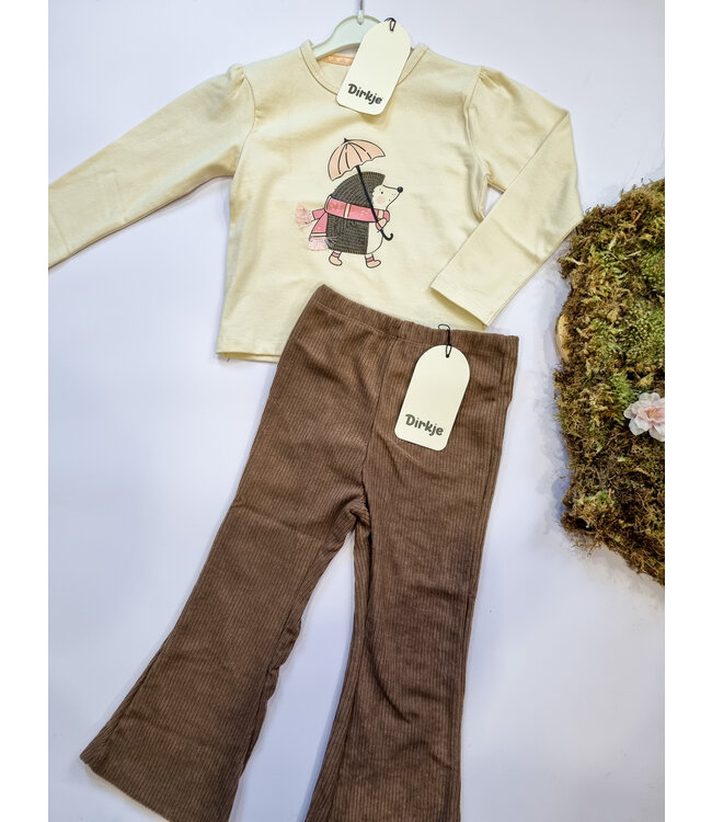 Dirkje Velours bootcut broek bruin