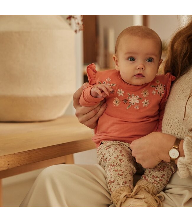 Dirkje Sweater broderie bloemen oudroze