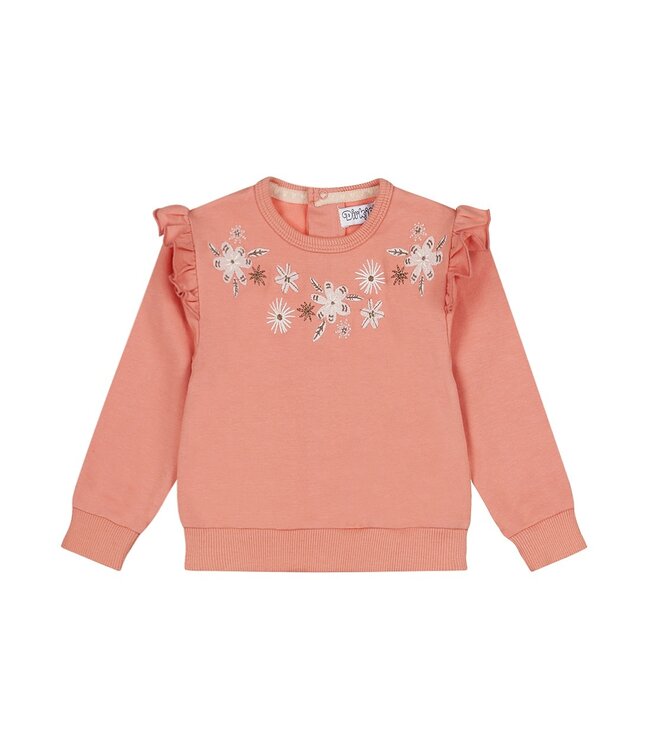 Dirkje Sweater broderie bloemen oudroze