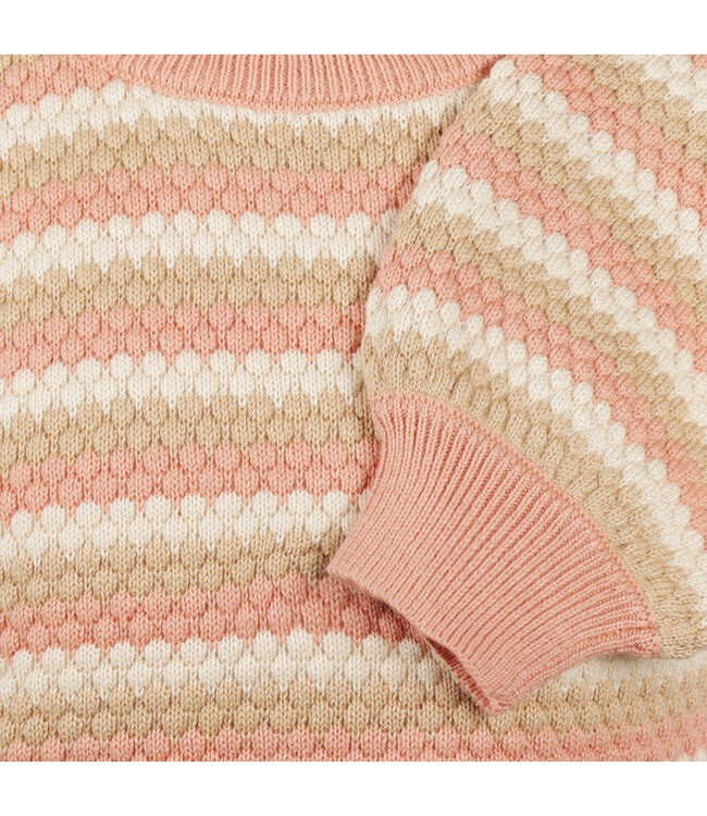 Koko Noko Sweater roze beige gestreept Fiona