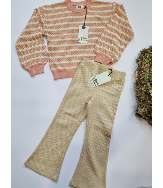 Koko Noko Sweater roze beige gestreept Fiona