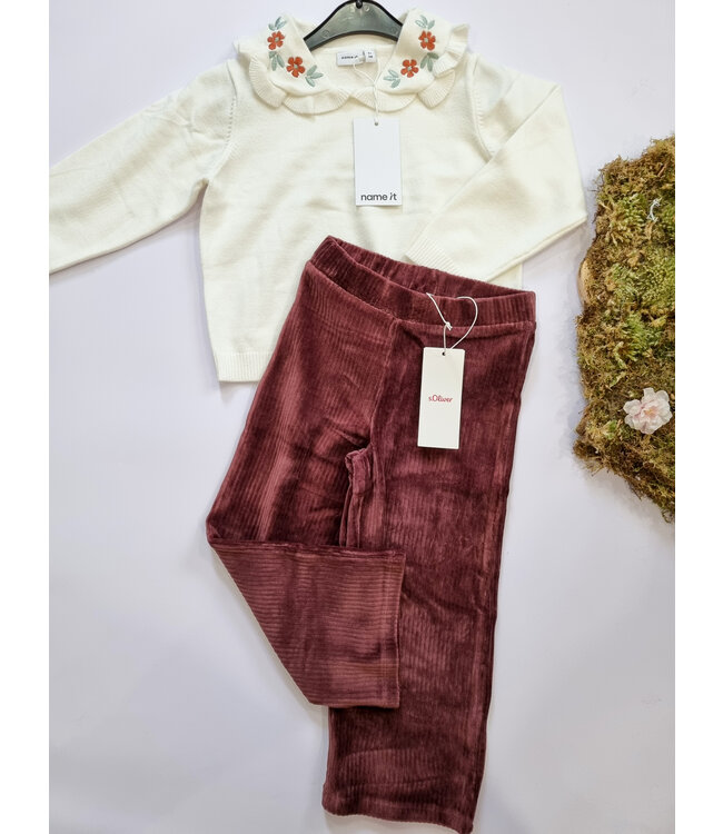 s.Oliver Wide leg velours bruin bordeaux