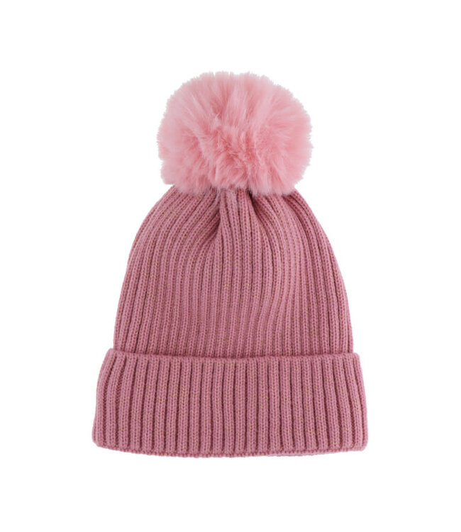 Access accessoires Muts goud - roze met pompon