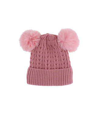 Access accessoires Muts roze-goud geweven twee pompons