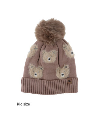 Access accessoires Muts met pompon beige beer