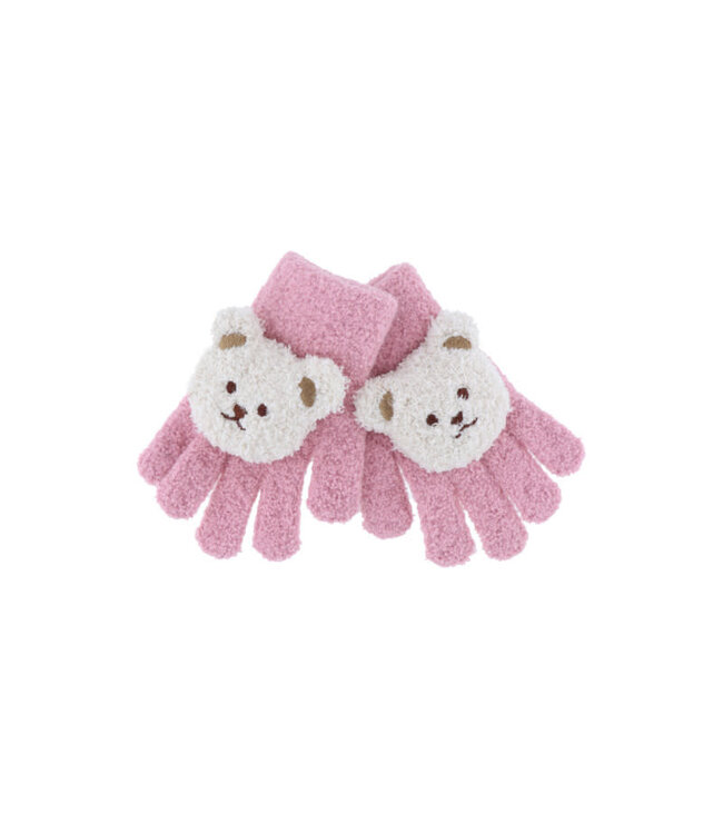 Access accessoires Handschoenen roze met teddybeer