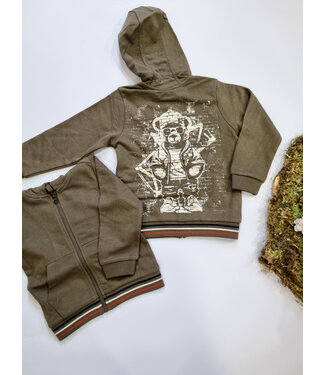 s.Oliver Sweater met rits en kap cool bear khaki