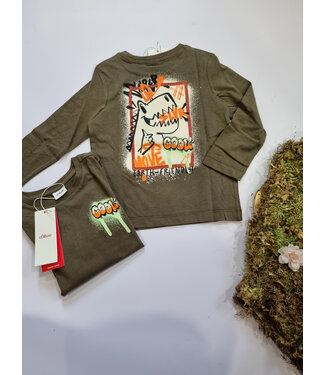 s.Oliver Longsleeve khaki graffiti dino