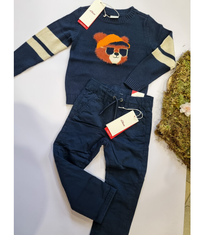 s.Oliver Trui gebreid fluffy bear donkerblauw