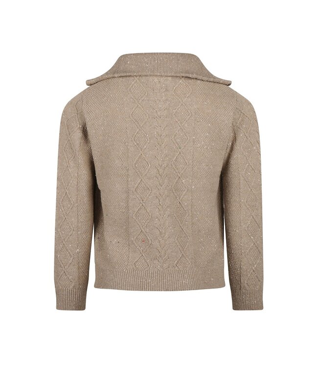 Koko Noko Trui taupe halve rits geweven motief