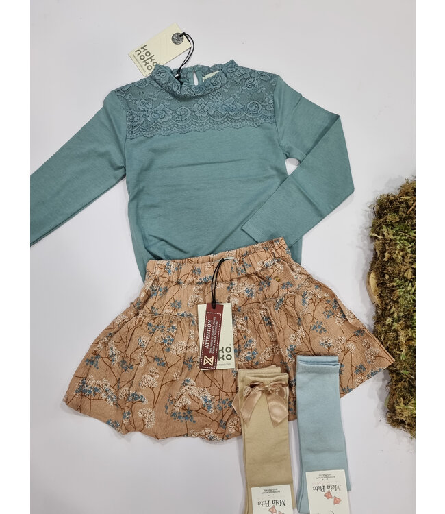 Koko Noko Longsleeve met kanten kraagje blauw