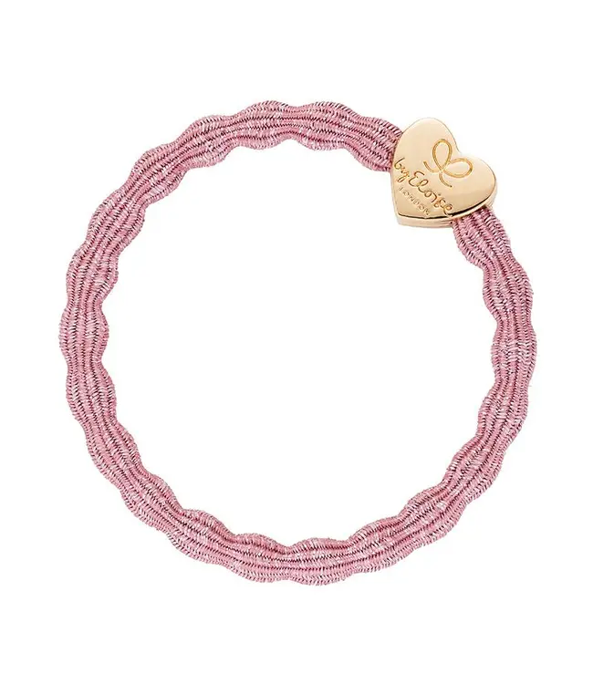 By Eloise Haar armband oudroze gouden hart