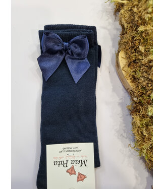 Meia Pata Kniekous donkerblauw met strik