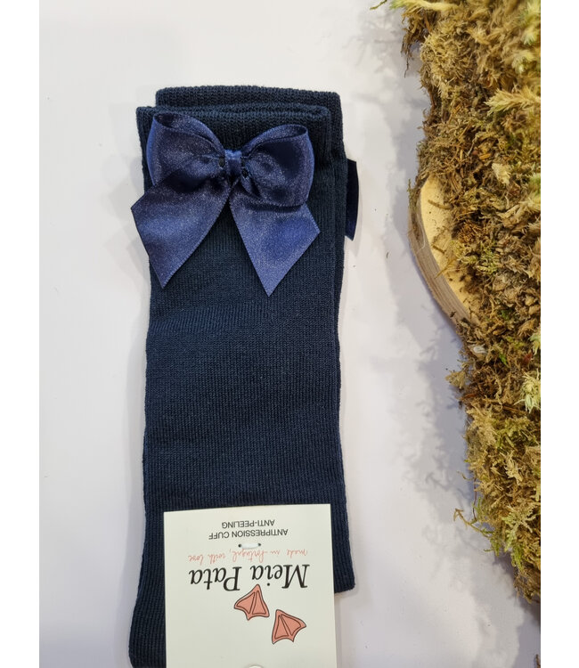 Meia Pata Kniekous donkerblauw met strik