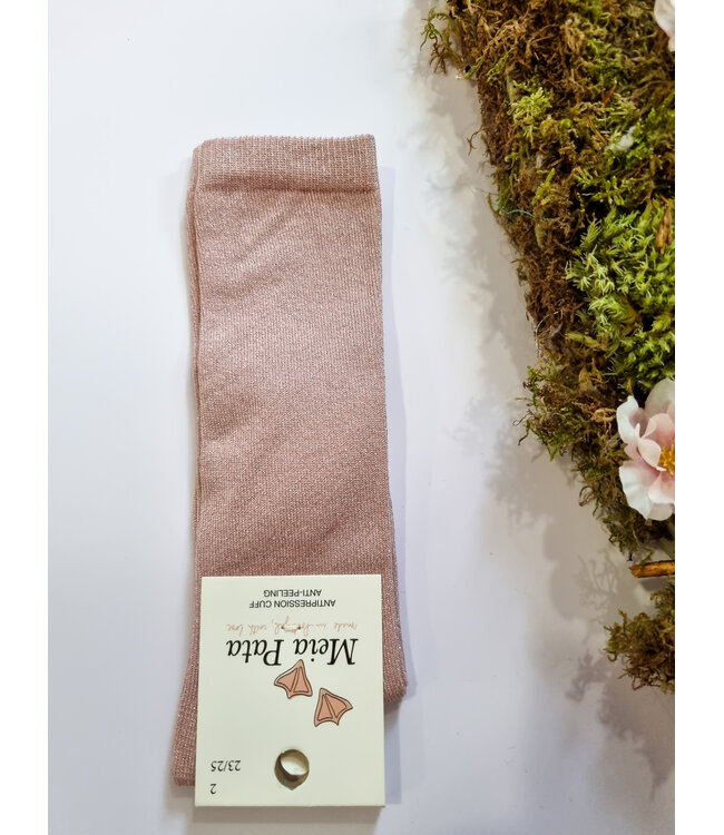 Meia Pata Effen kniekous Lurex roze