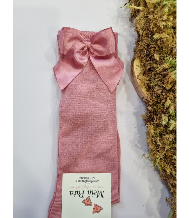 Meia Pata Kniekous oudroze met strik