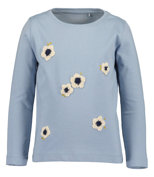 Blue Seven Longsleeve lichtblauw madeliefjes broderie