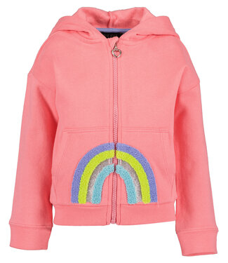 Blue Seven Sweater roze met rits regenboog