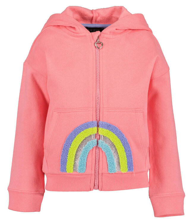 Blue Seven Sweater roze met rits regenboog