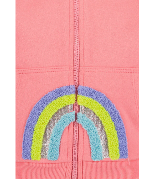 Blue Seven Sweater roze met rits regenboog
