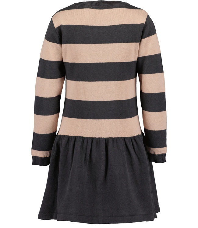 Blue Seven Jurk gestreept blauw beige met strik