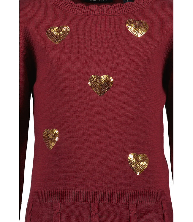 Blue Seven Jurk Burgundy gouden hartjes
