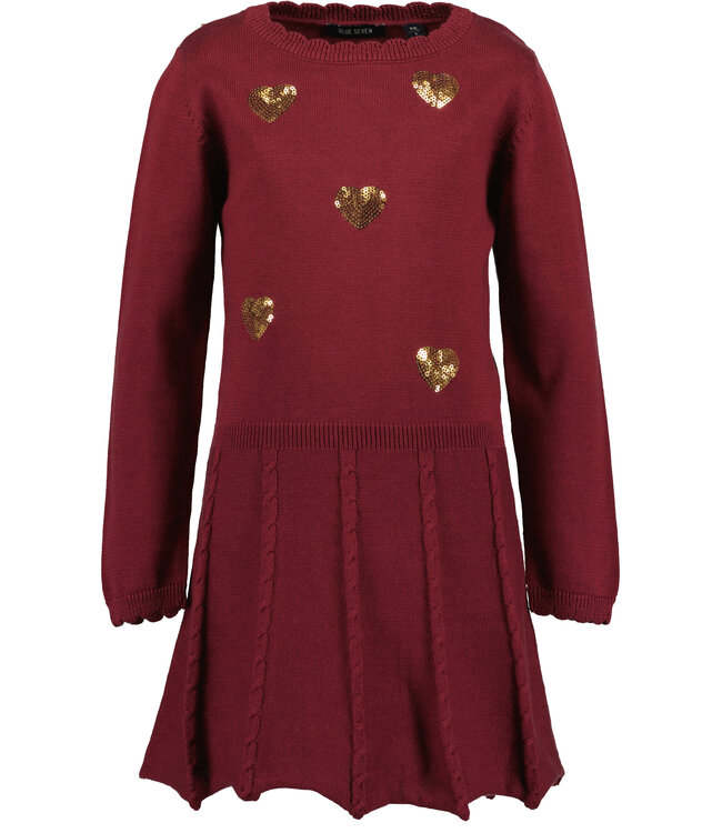 Blue Seven Jurk Burgundy gouden hartjes