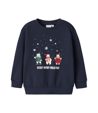 name it Sweater blauw Beary merry christmas