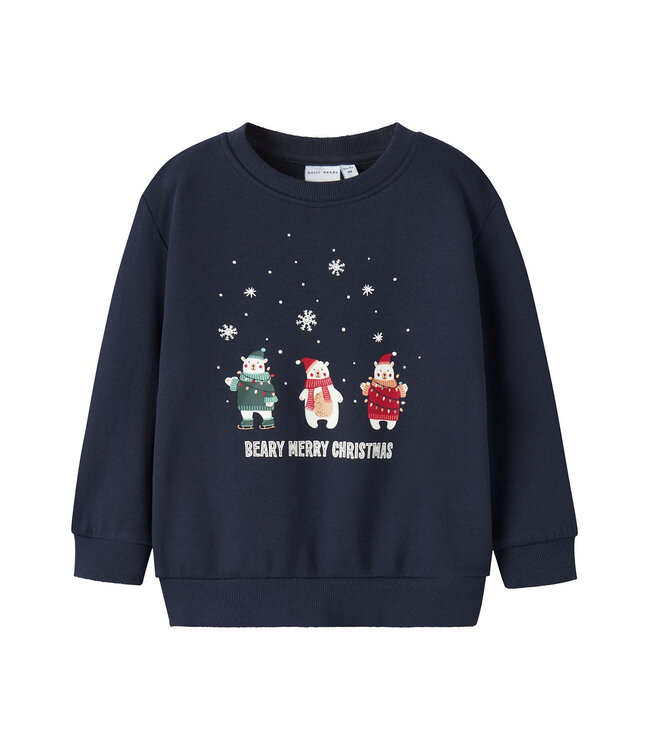 name it Sweater blauw Beary merry christmas