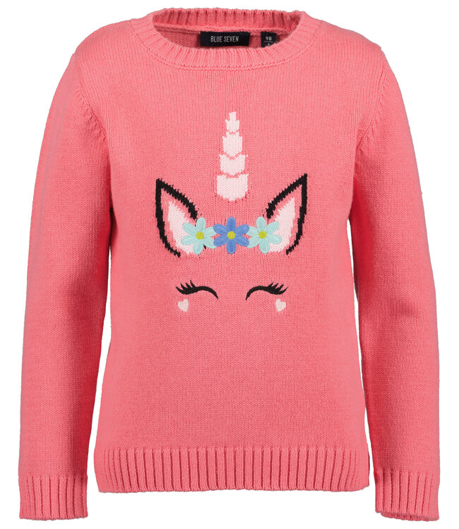 Blue Seven Roze trui gebreid unicorn