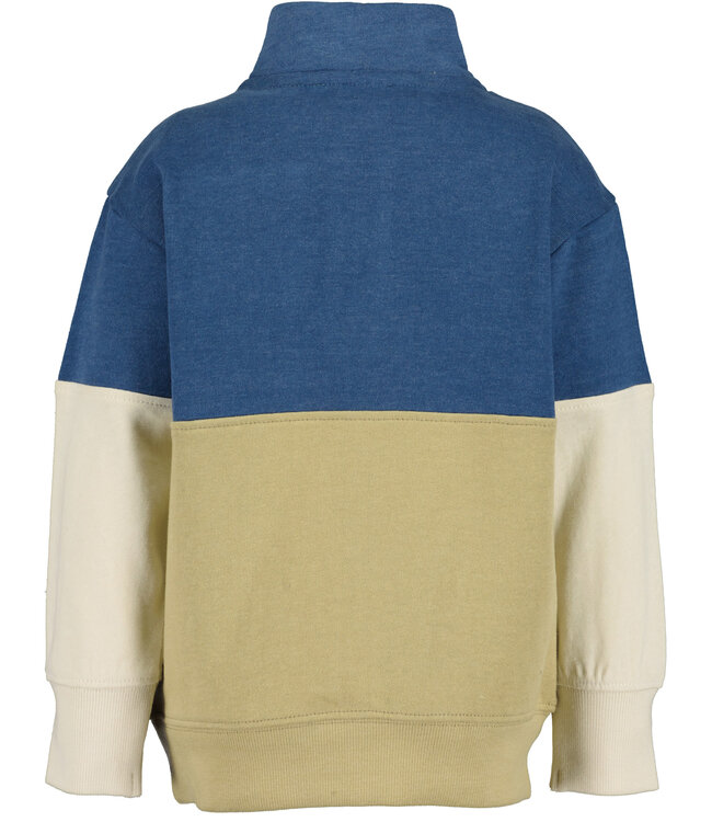 Blue Seven Sweater met halve rits Blocked Be kind