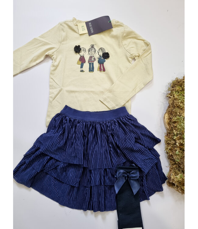 Blue Seven Plisé laagjes rok Donkerblauw