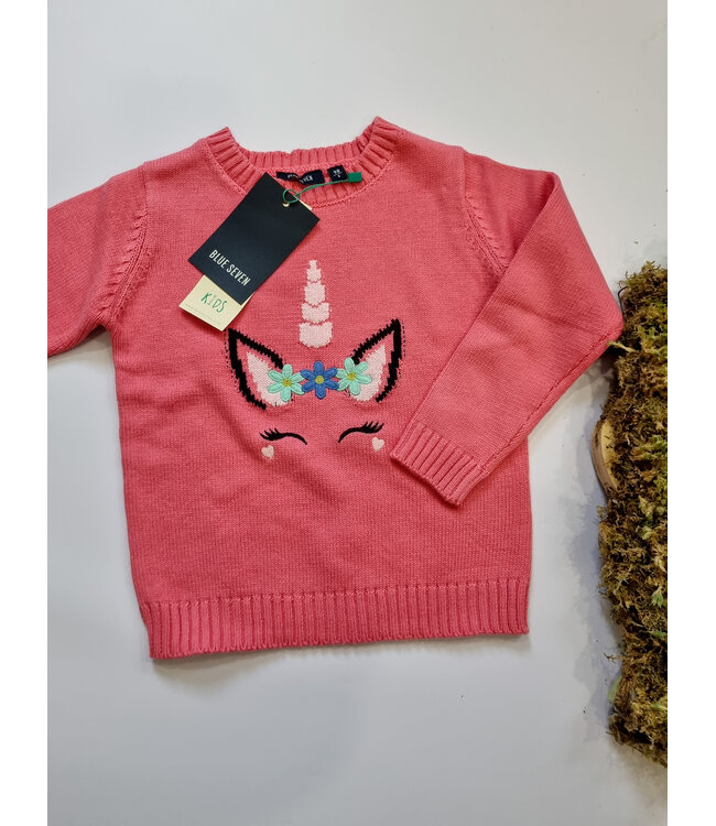 Blue Seven Roze trui gebreid unicorn