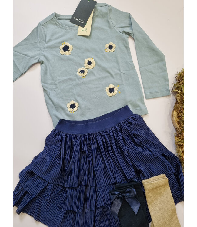 Blue Seven Longsleeve lichtblauw madeliefjes broderie