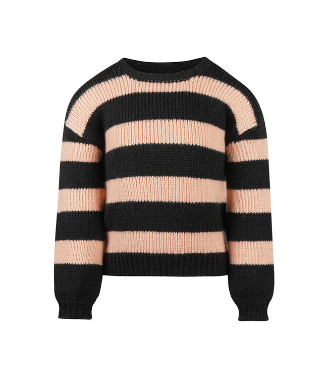 Koko Noko Sweater gestreept zwart roze