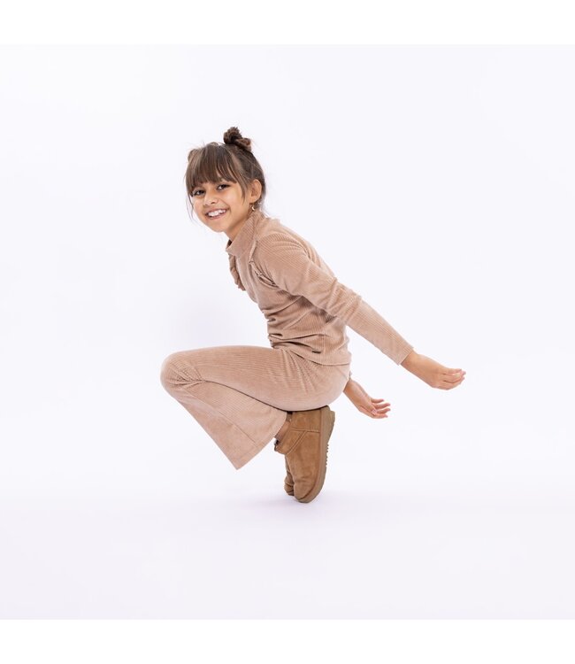 No Way Monday Velours broek bootcut taupe NWM