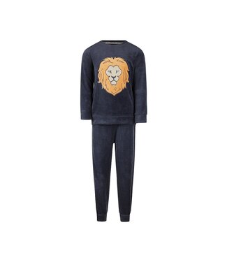 Charlie Choe Pyjama velours donkerblauw leeuw