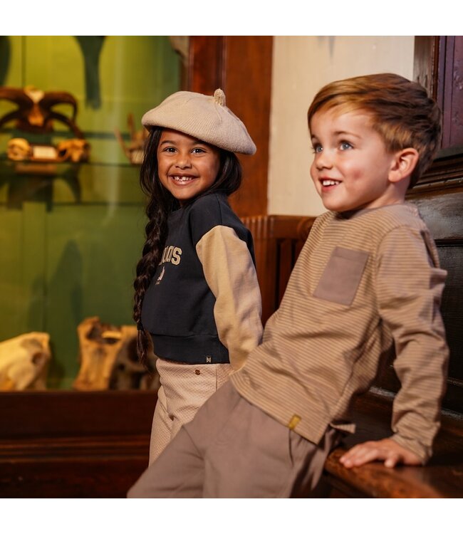 Koko Noko Longsleeve taupe met oker streep