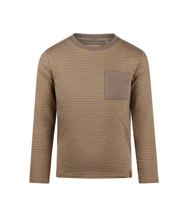 Koko Noko Longsleeve taupe met oker streep