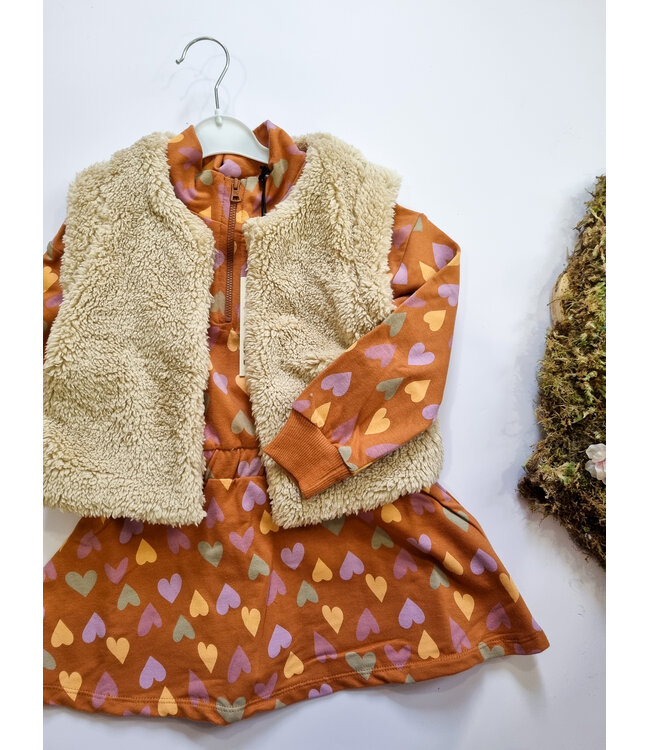 Koko Noko Jurk bruin gekleurde hartjes