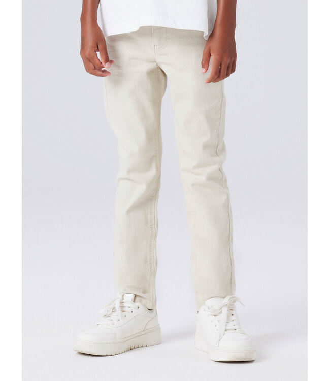 name it Theo Slim broek oyster grey