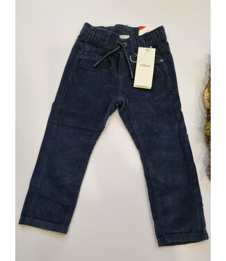 s.Oliver Velours broek regular fit donkerblauw