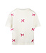 No Way Monday T-Shirt ecru fushia strikjes